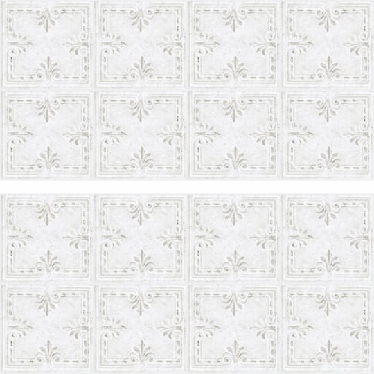 RoomMates White Tin Tile Backsplash Peel & Stick Giant Wall Decals